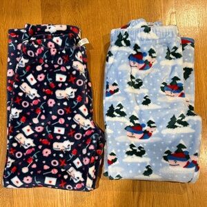 Vineyard Vines Kids Pajama Bottoms - Navy and Light Blue hi pile fleece.